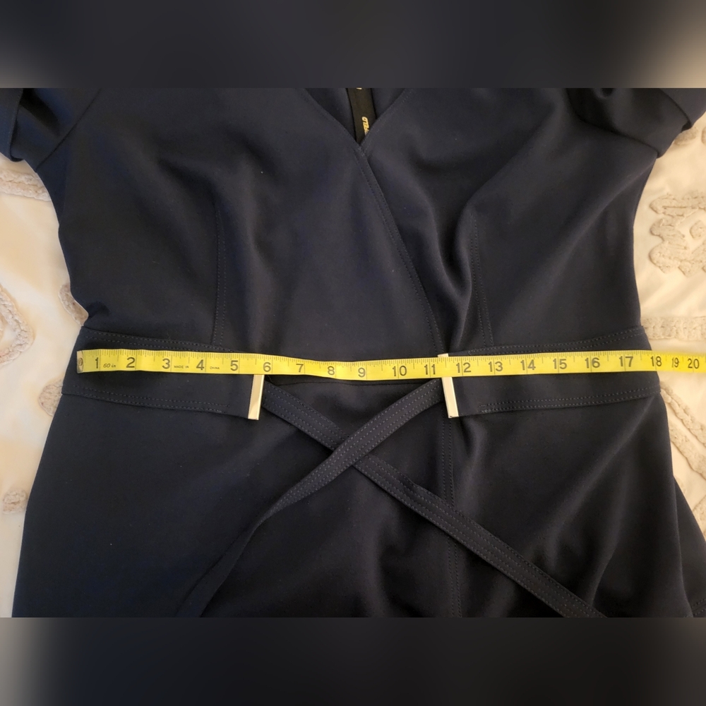 Karl Lagerfeld Paris Navy Belted Career Dress Size 16 - Picture 6 of 10